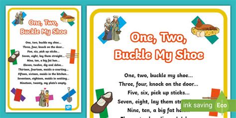 One Two Buckle My Shoe Nursery Rhyme Poster (teacher made)