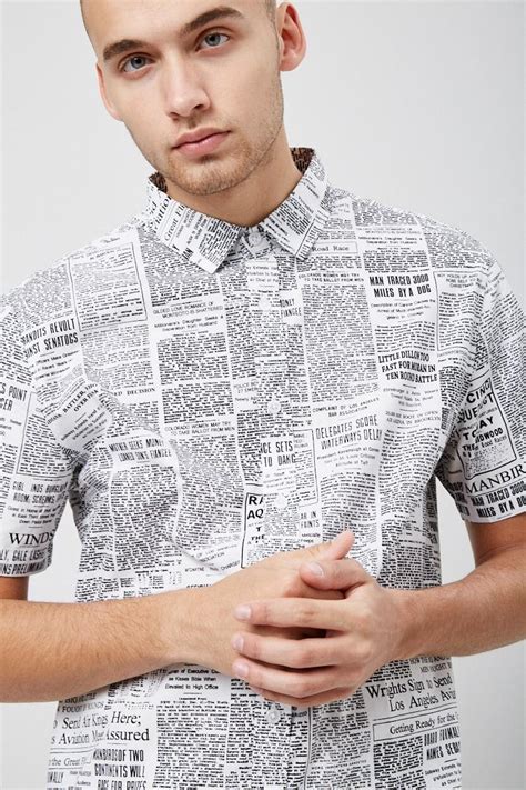 Shop Newspaper Print Shirt for Men from latest collection at Forever 21 | 362533