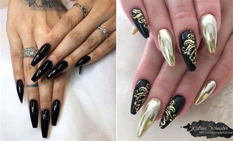 Black Coffin Acrylic Nails