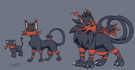 Litten Evolution by Clambiluna on DeviantArt