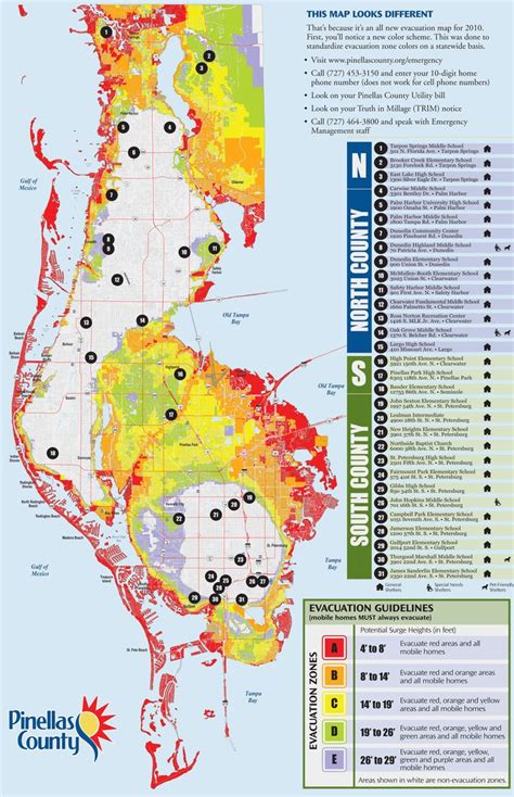 Pinellas County Elevation & Evacuation Map(1838×2849) | Flood map, Map ...