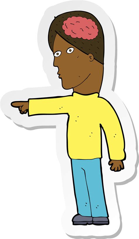 sticker of a cartoon clever man pointing 8473045 Vector Art at Vecteezy