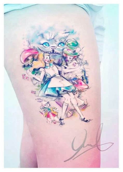 Alice in Wonderland Watercolor Tattoo - Yo Tattoo