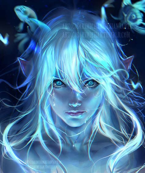 Image result for sakimichan blue glow | Elf art, Glowing art, Sakimichan art