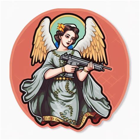 Premium AI Image | An angel with a gun in her hand is holding a gun