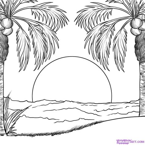 Palm Tree Beach Drawing Easy - bmp-head