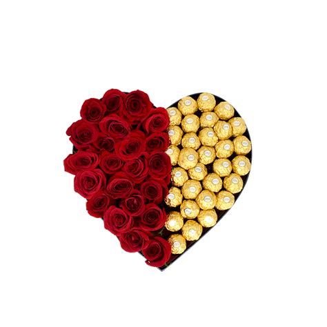 Large Heart Half Red Natural Roses Half Chocolates/ONLY IN MIAMI | lovelyroses | Roses only ...