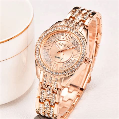 XINEW Luxury Stainless Steel Watches Women Fashion Crystal Bracelet ...