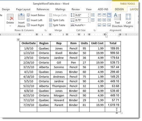 How to Total Rows and Columns in a Word 2013 Table