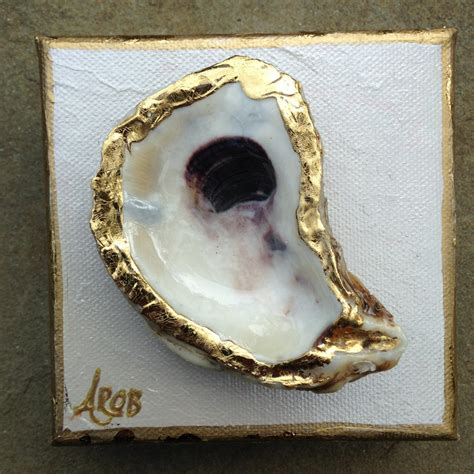 Oyster Shell on Canvas Acrylic Paint canvas Gold Leaf Oyster