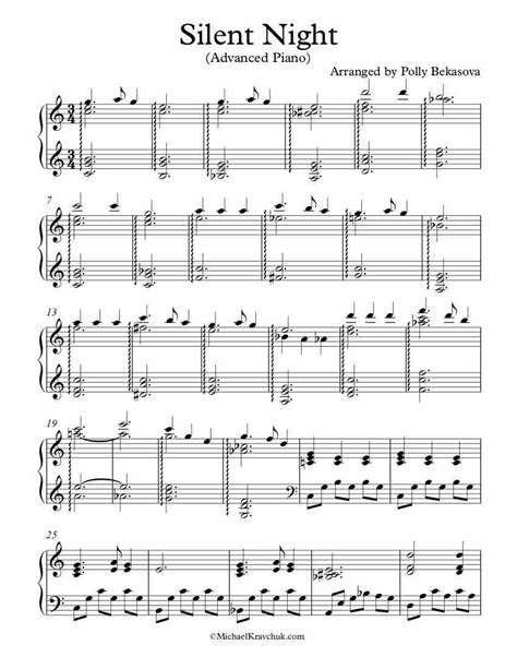 Free Piano Arrangement Sheet Music – Silent Night – Michael Kravchuk