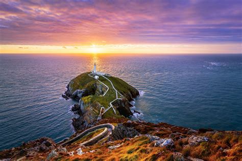 Sunset at the South Stack near Holyhead, Anglesey, Wales | Lighthouse ...