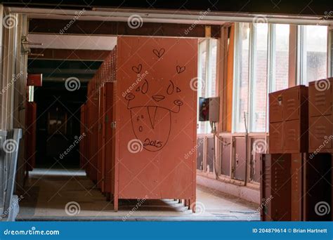 A Locker Room in an Abandoned School Editorial Stock Image - Image of ...