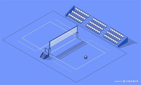 Isometric Volleyball Court Design Vector Download