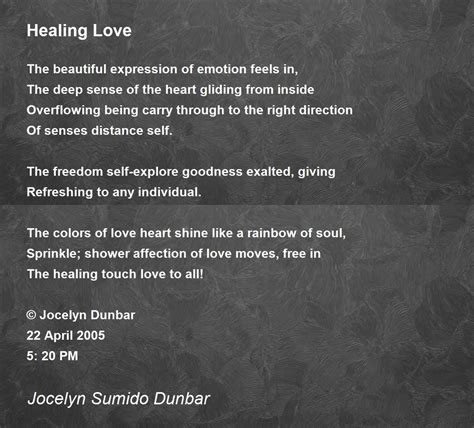 Healing Love - Healing Love Poem by Jocelyn Dunbar