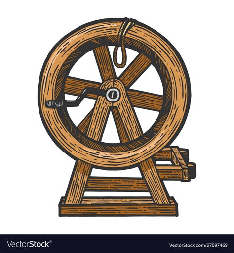 Breaking wheel torture device sketch Royalty Free Vector