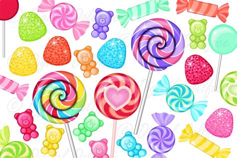 Colorful Candy Clip Art, Rainbow Sweet Treats, Junk Food, Sugar Graphics