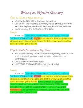 Writing an Objective Summary by Practically Bookish | TPT