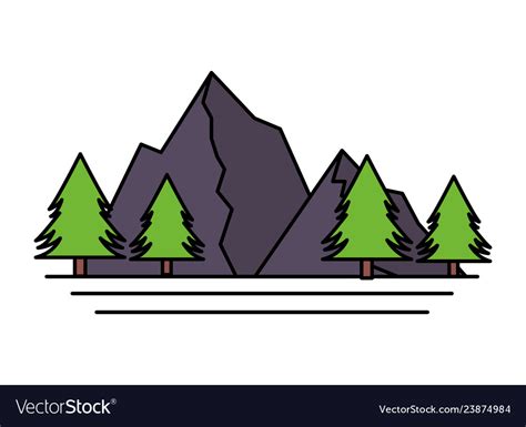 Mountains tree pine Royalty Free Vector Image - VectorStock