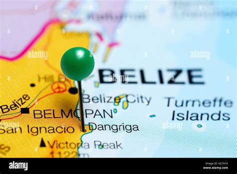 Dangriga pinned on a map of Belize Stock Photo - Alamy