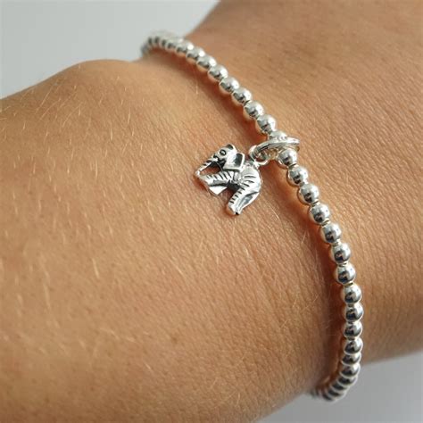 Sterling Silver Stretch Bracelet with Elephant Charm | Little Grey Moon