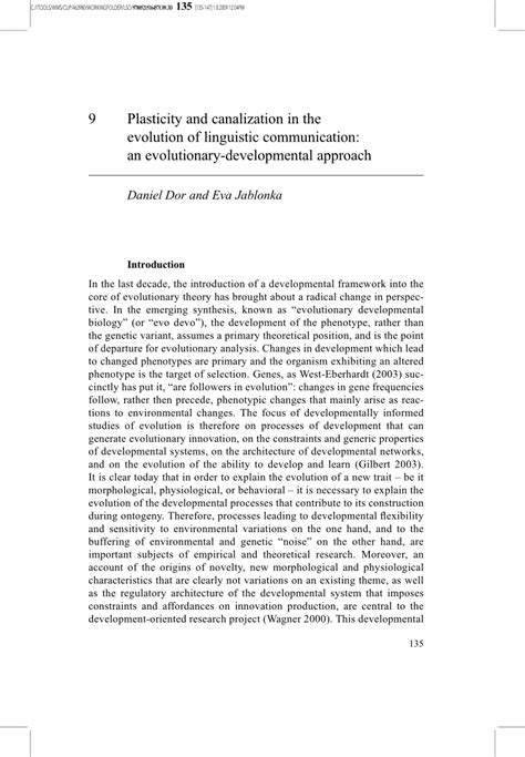 (PDF) Plasticity and canalization in the evolution of linguistic communication: An evolutionary ...