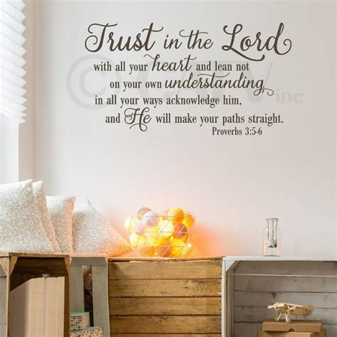 Trust in the Lord With All Your Heart..Proverbs 3:5-6 Scripture Vinyl Lettering Wall Decal ...