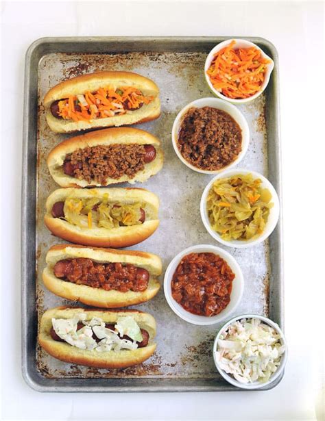 Hot Dog Toppings 5 Ways - Two Lucky Spoons