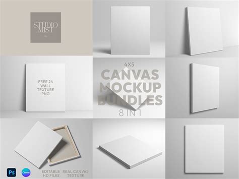 White Canvas Mockup Mega Bundle Free 24texture Pack Customisable Modern Contemporary Background ...