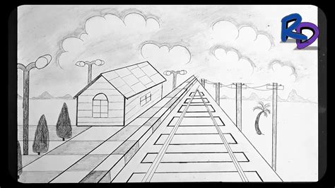 How To Draw Railway Station Step by Step | Railway Station Drawing Video | Rajasthani Drawing ...