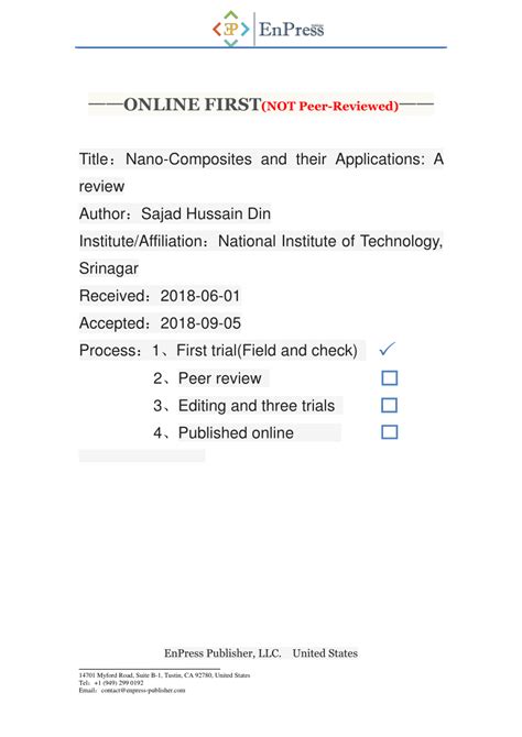 (PDF) Applications of nanocomposites, a review