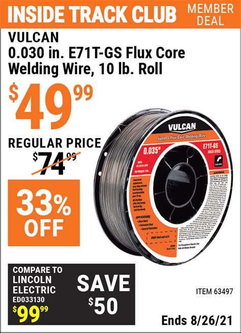 VULCAN 0.030 in. E71T-GS Flux Core Welding Wire 10.00 lb. Roll for $49. ...