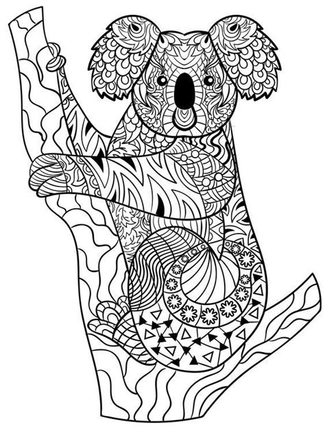 koala zentangle animal coloring pages for adults coloring cards and patterns | Animal coloring ...