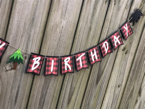 Lumberjack Party Banner Happy Birthday Banner Wild One | Etsy