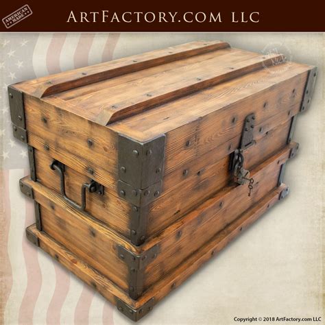 Wooden Strong Box Storage Trunk: With Lock Box, Hidden Compartment