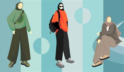 Premium Vector | Vector hijab girls fashion