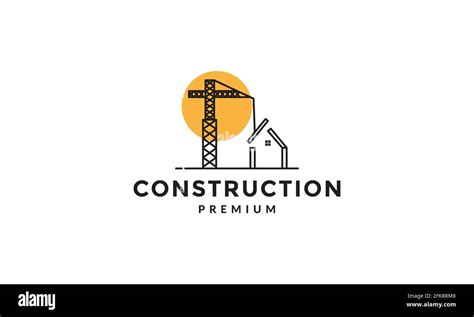 construction crane with home lines logo vector symbol icon design graphic illustration Stock ...