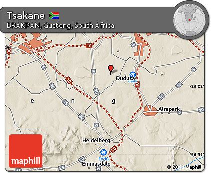 Free Shaded Relief Map of Tsakane