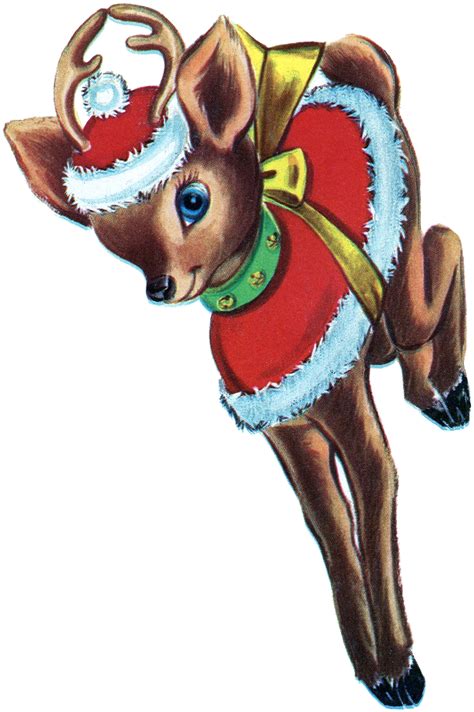 Retro Christmas Reindeer Image - The Graphics Fairy