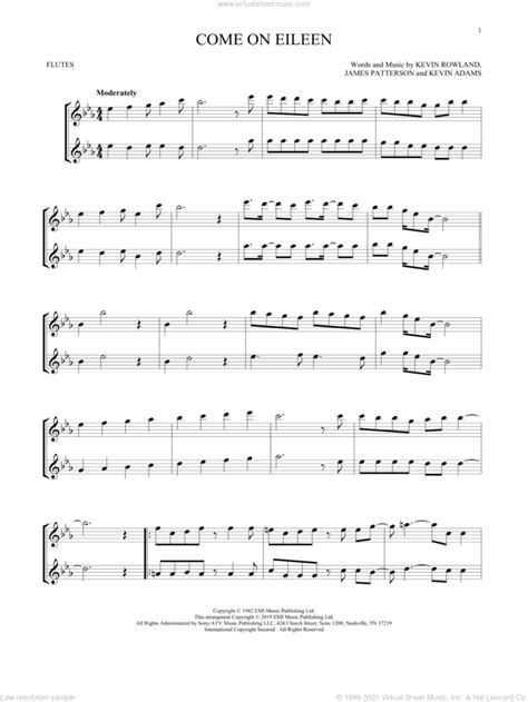 Come On Eileen sheet music for two flutes (duets) (PDF)