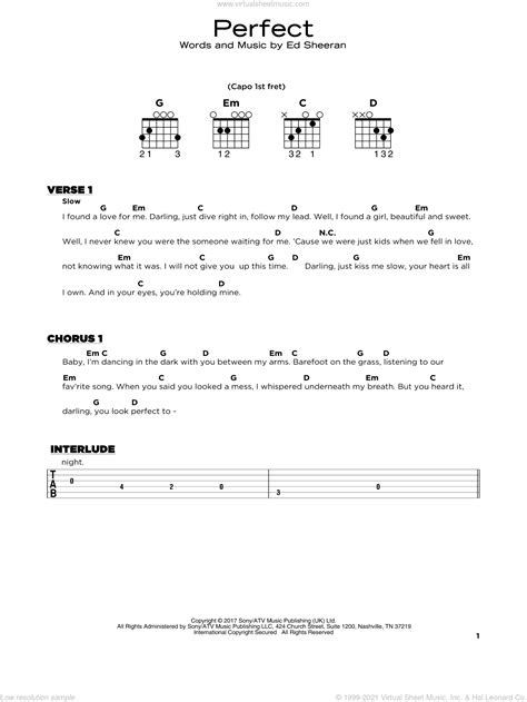 Sheeran - Perfect sheet music (beginner) for guitar solo [PDF]