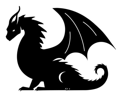 black silhouette of a dragon on a white background. fire-breathing snake. flat vector ...