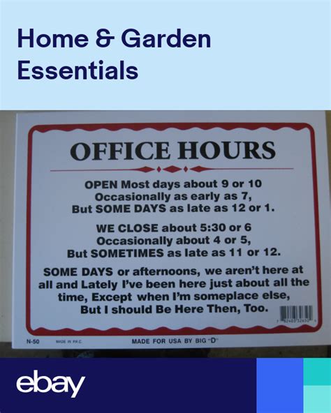 Office Hours Funny Humorous Plastic Sign Office Hours 12 x 9 # 32650 | Office signs, Plastic ...