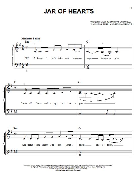 Jar Of Hearts | Sheet Music Direct