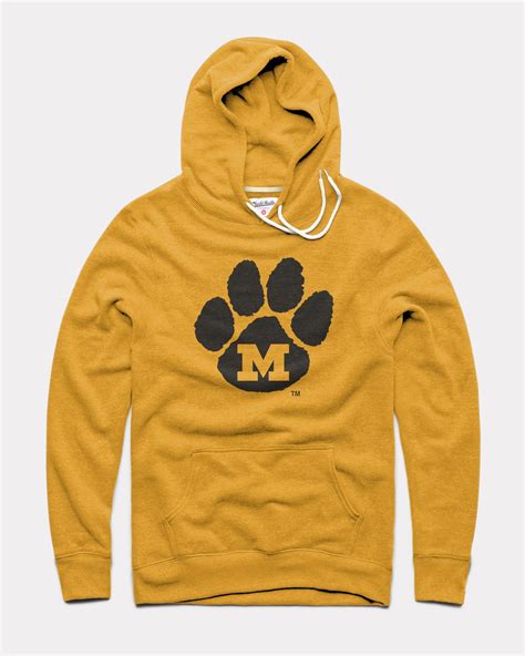 Mizzou Tigers Paw Print Gold Vintage Hoodie | CHARLIE HUSTLE