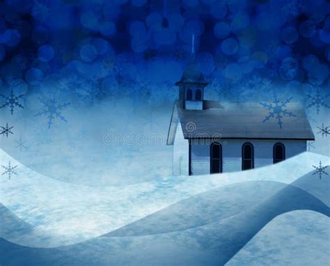 Christmas Church Snow Scene Stock Illustration - Illustration of flakes ...