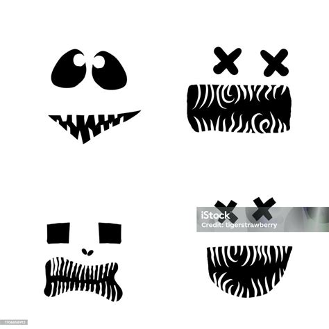 Halloween Set Of Monsters Characters Silhouettes For Carving And Cut Out Creation Halloween ...