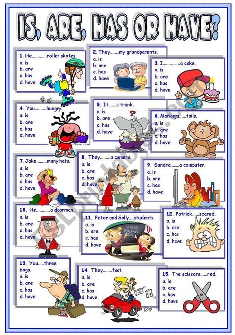 a worksheet on verb to be vs. verb to have | Learning english for kids, Verb to have, Kids english