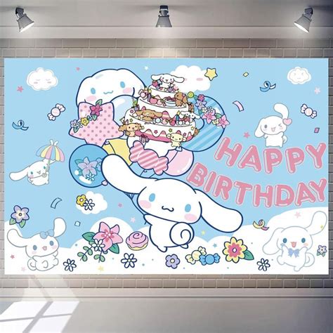 7x5ft Cinnamoroll Birthday Photography Backdrop Cinnamoroll Birthday ...