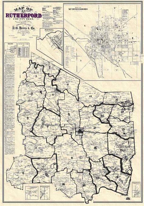 Rutherford County Tennessee - D. G. Beers & Co. 1878 Map